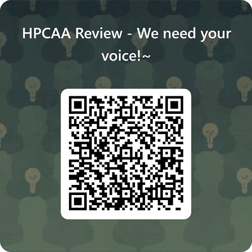 QRCode for HPCAA Review - We need your voice!~